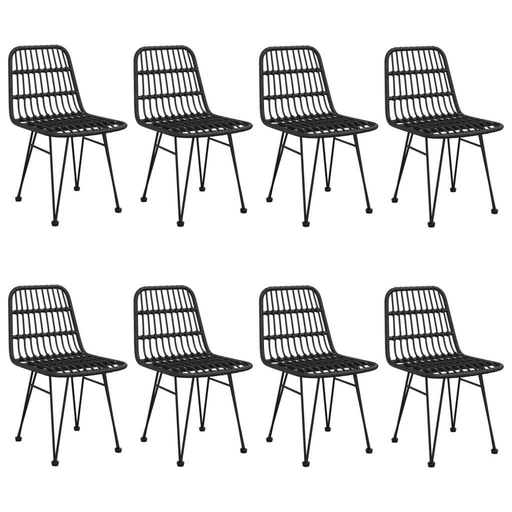 vidaXL 9-tlg. Garten-Essgruppe Schwarz Poly Rattan