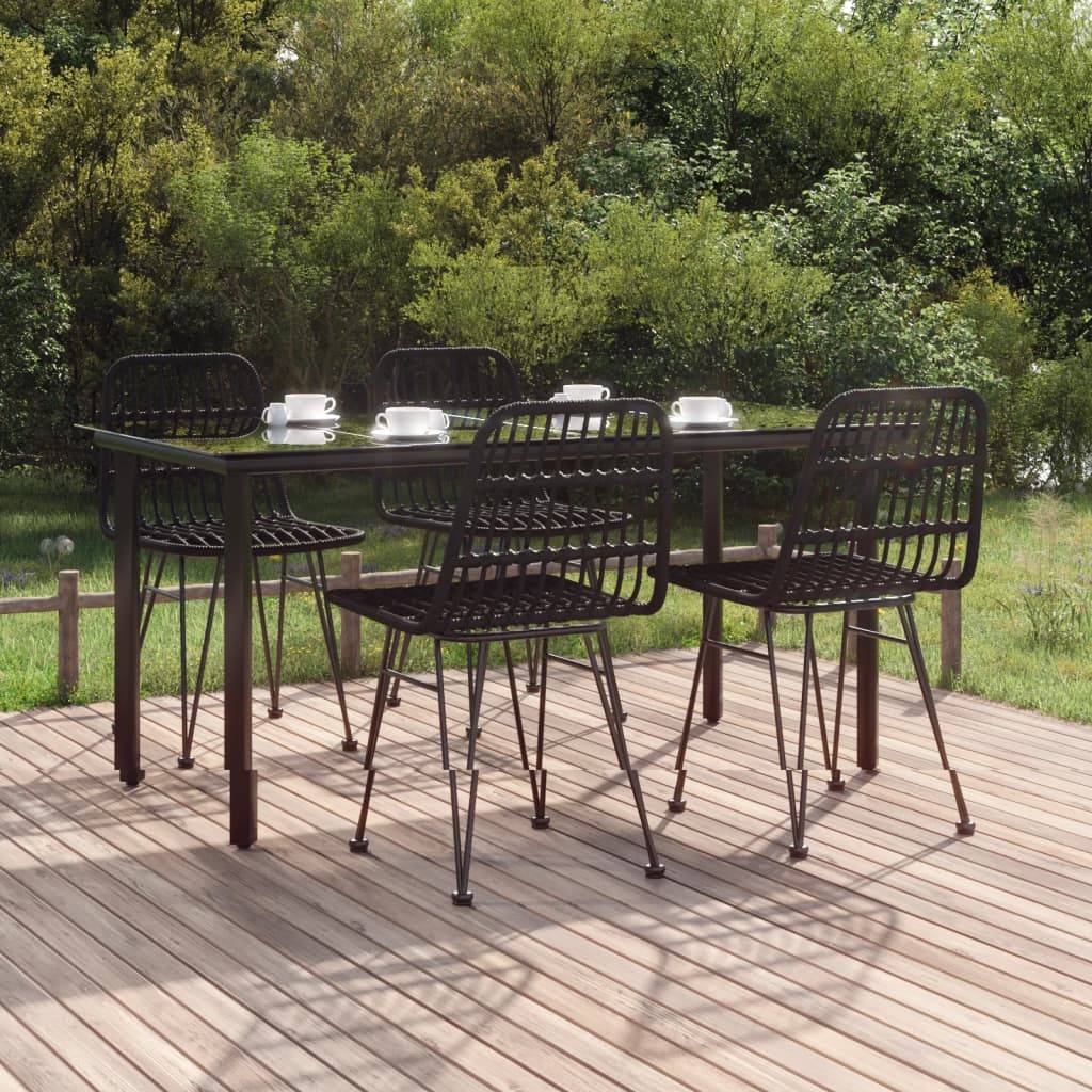 vidaXL 5-tlg. Garten-Essgruppe Schwarz Poly Rattan