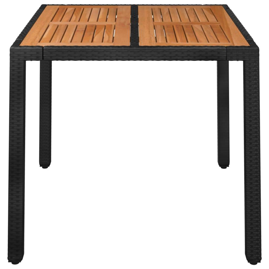 vidaXL Gartentisch mit Holzplatte Schwarz 90x90x75 cm Poly Rattan