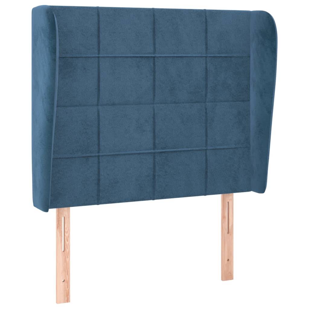 vidaXL Kopfteil mit Ohren Dunkelblau 83x23x118/128 cm Samt