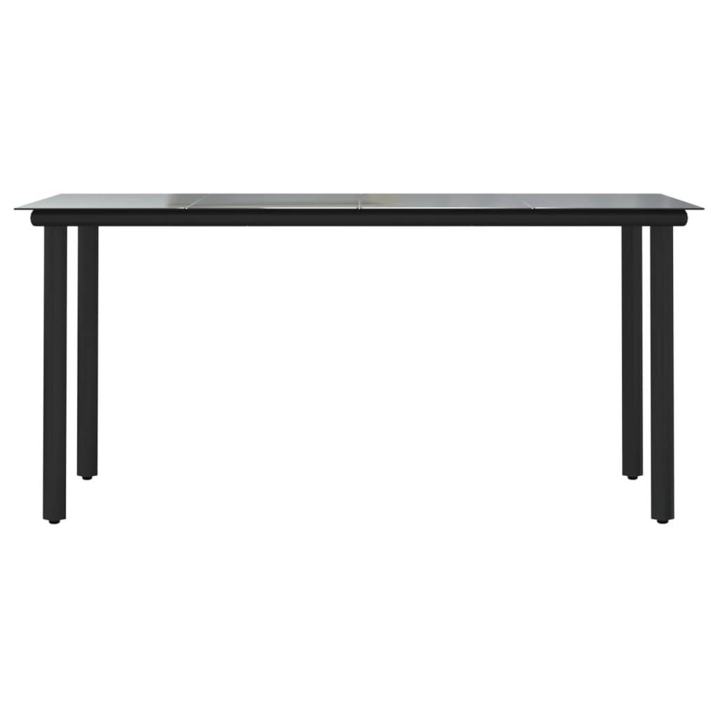 vidaXL Garten-Esstisch Schwarz 160x80x74 cm Stahl und Hartglas
