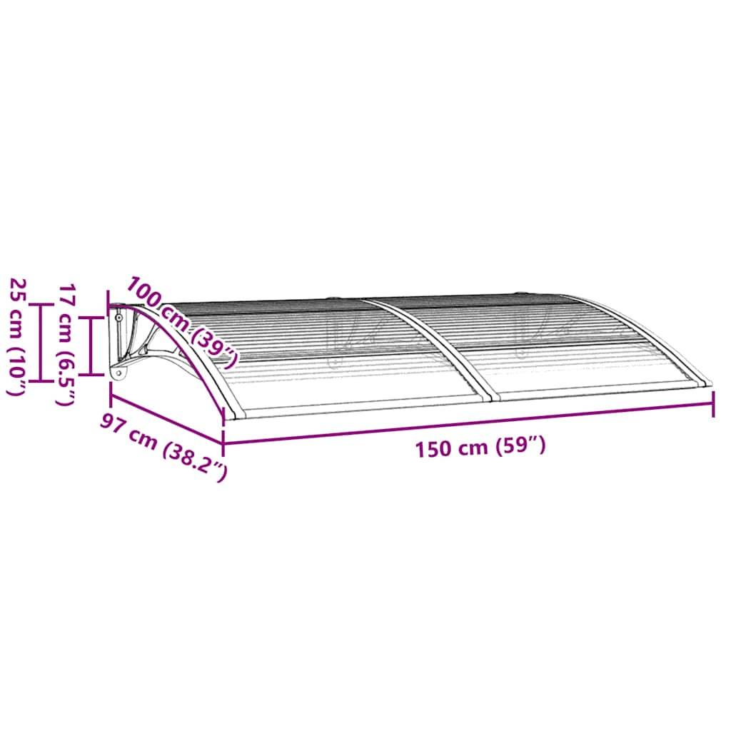 vidaXL Türvordach Grau 150x100 cm Polycarbonat