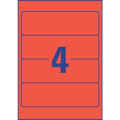 L4766-20 Ordner-Etiketten - breit/kurz, (A4 - 20 Blatt) 80 Stück, rot