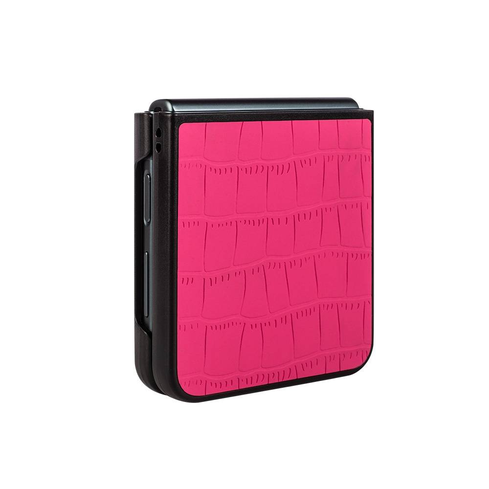 Für Samsung Galaxy Z Flip4 Design Crocodile Texture Rosa Hülle Schutz Hart Cover Handy Tasche Muster Etuis Case Cover Neu