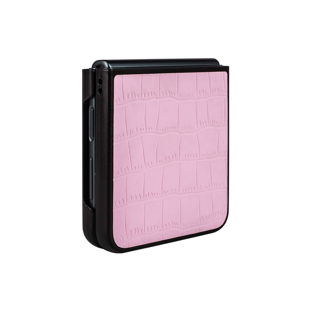 Für Samsung Galaxy Z Flip4 Design Crocodile Texture Pink Hülle Schutz Hart Cover Handy Tasche Muster Etuis Case Cover Neu