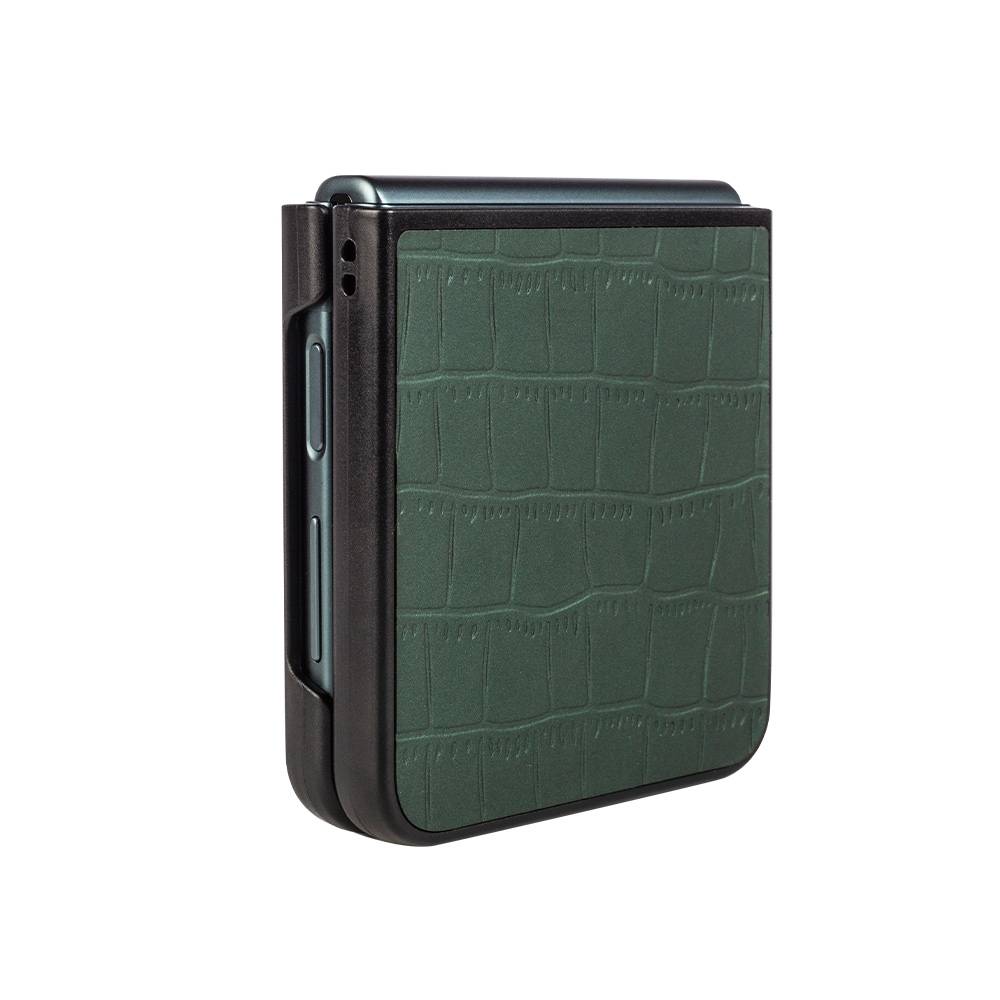 Für Samsung Galaxy Z Flip4 Design Crocodile Texture Grün Hülle Schutz Hart Cover Handy Tasche Muster Etuis Case Cover Neu