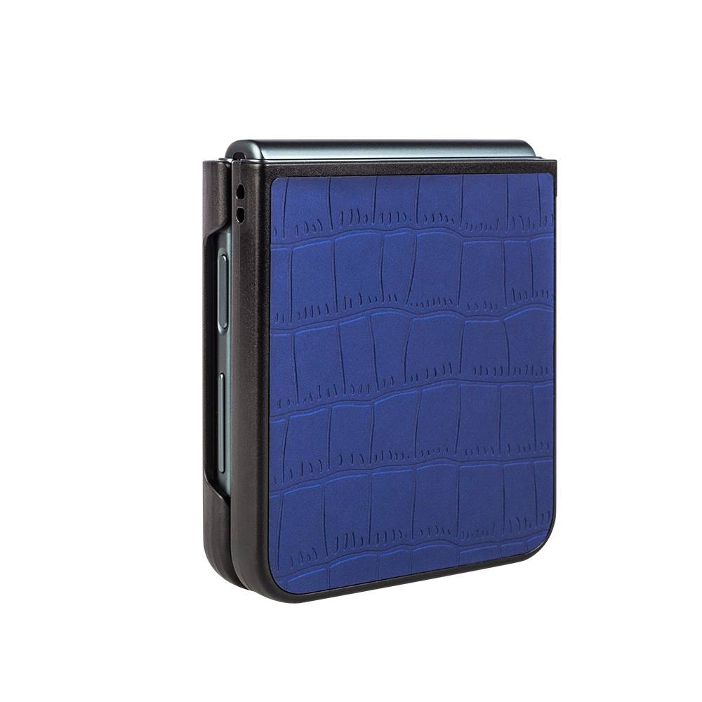 Für Samsung Galaxy Z Flip4 Design Crocodile Texture Blau Hülle Schutz Hart Cover Handy Tasche Muster Etuis Case Cover Neu