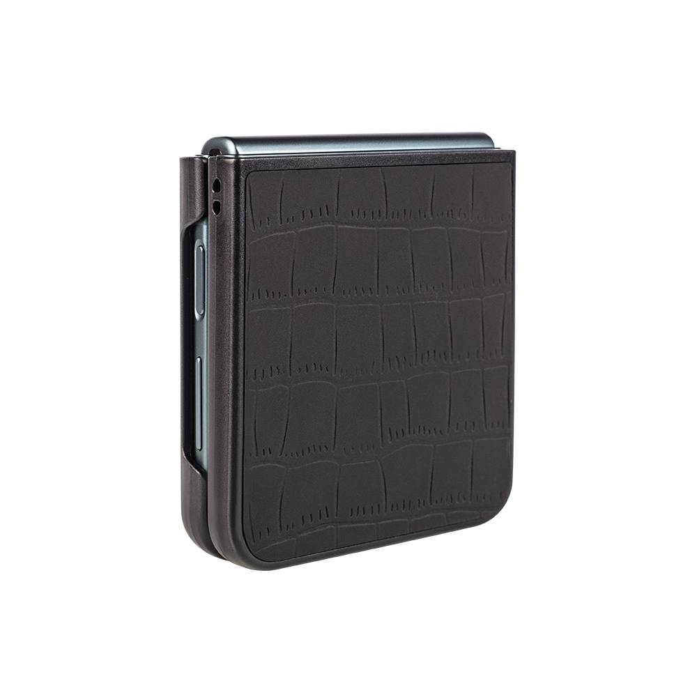 Für Samsung Galaxy Z Flip4 Design Crocodile Texture Schwarz Hülle Schutz Hart Cover Handy Tasche Muster Etuis Case Cover Neu