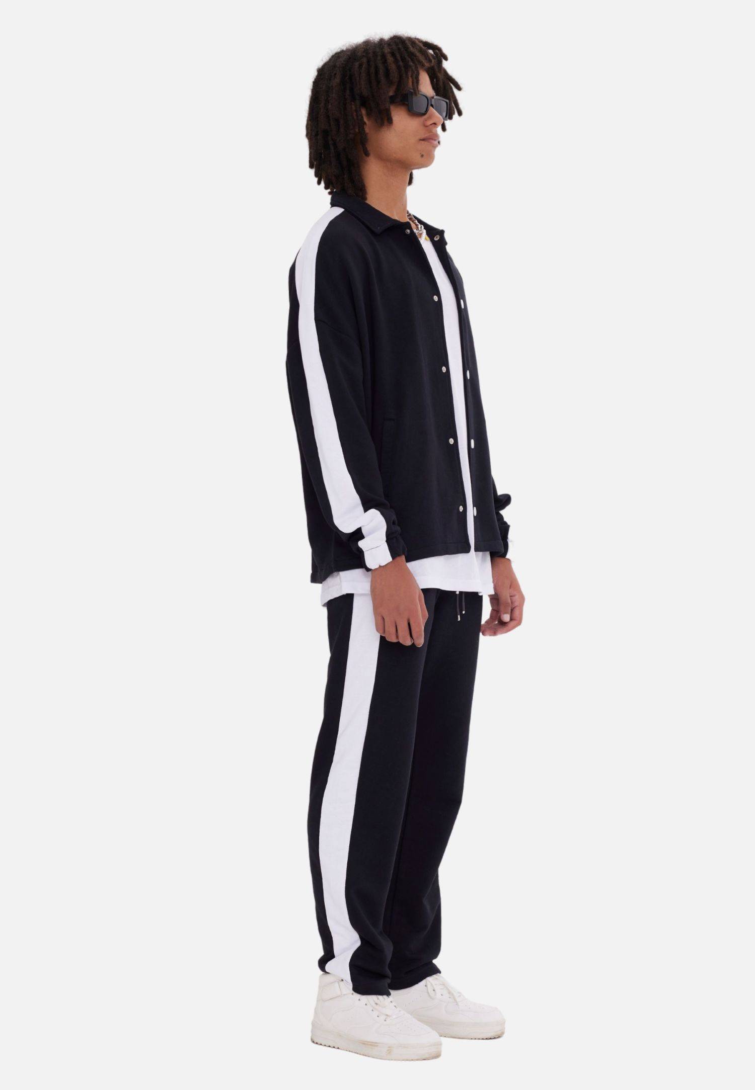 Jogginganzug Set Stripe mit Streifen Jacke Hose S Schwarz