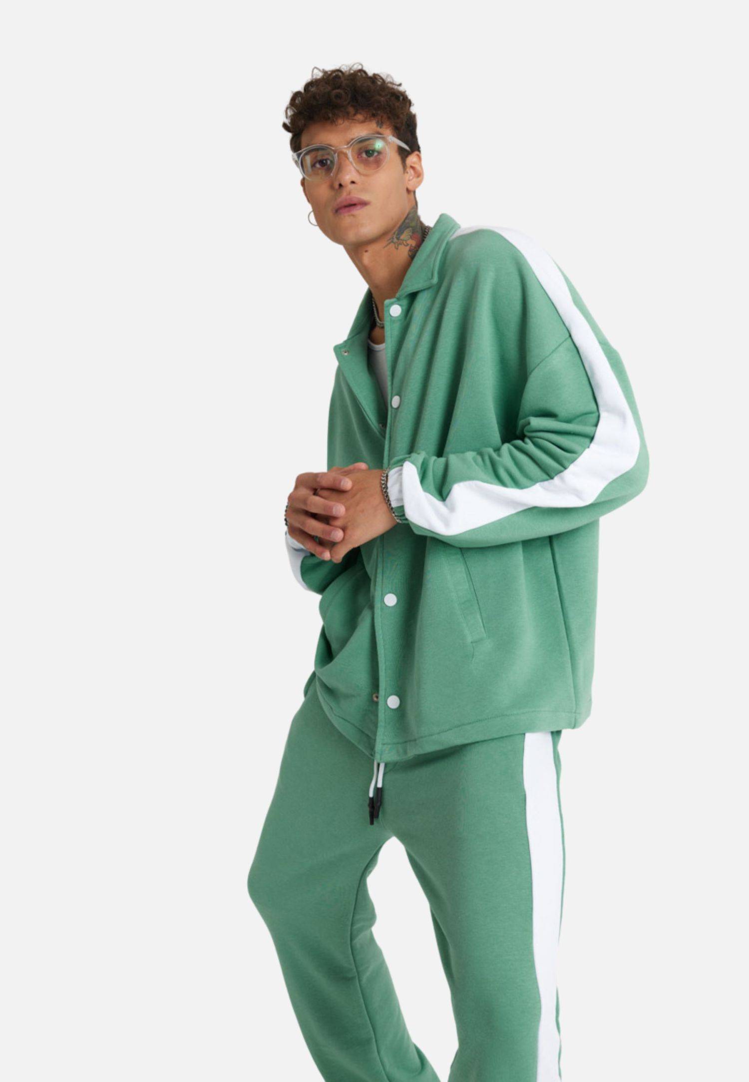 Jogginganzug Set Stripe mit Streifen Jacke Hose S Mintgrün