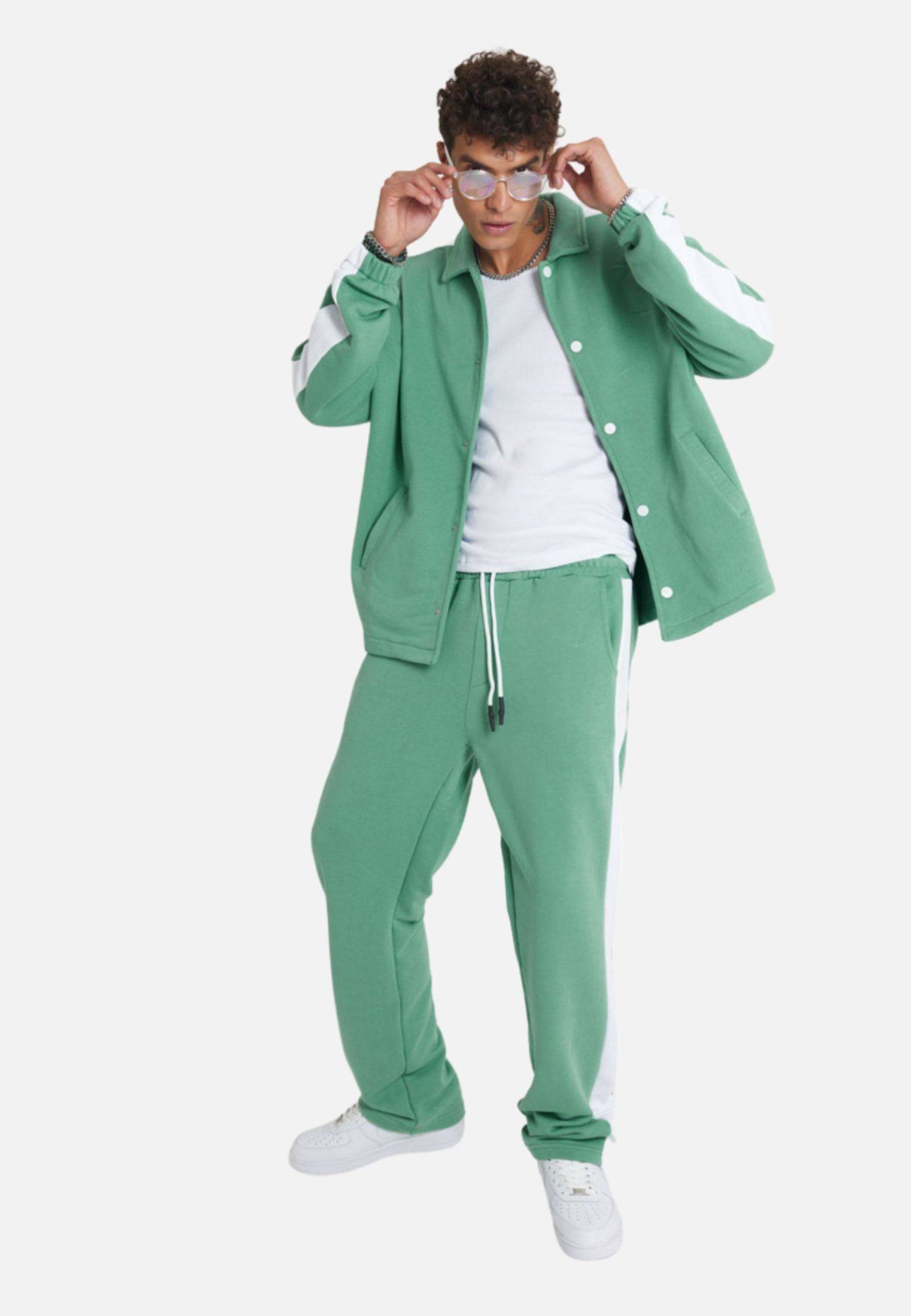 Jogginganzug Set Stripe mit Streifen Jacke Hose S Mintgrün