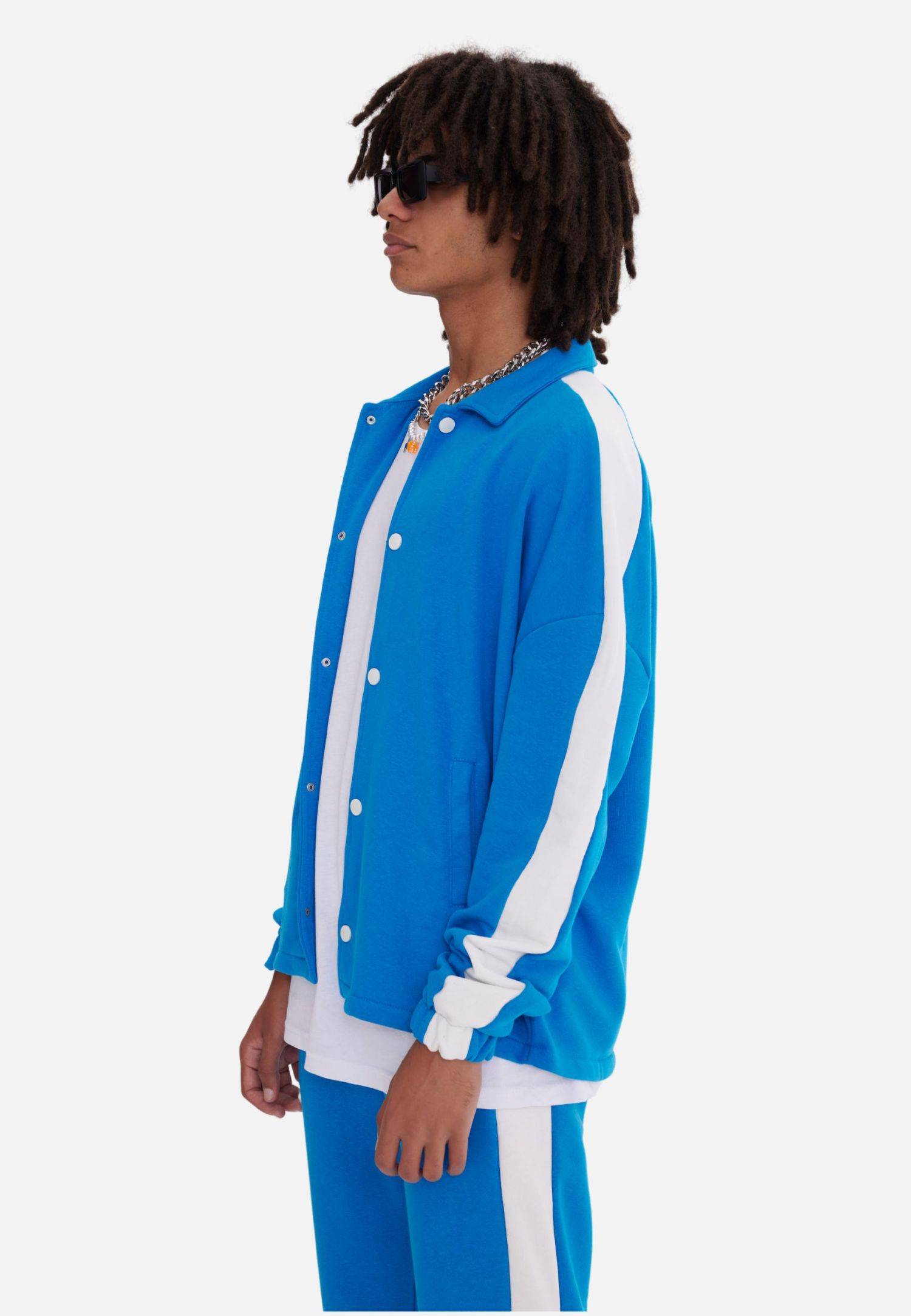 Jogginganzug Set Stripe mit Streifen Jacke Hose XL Blau