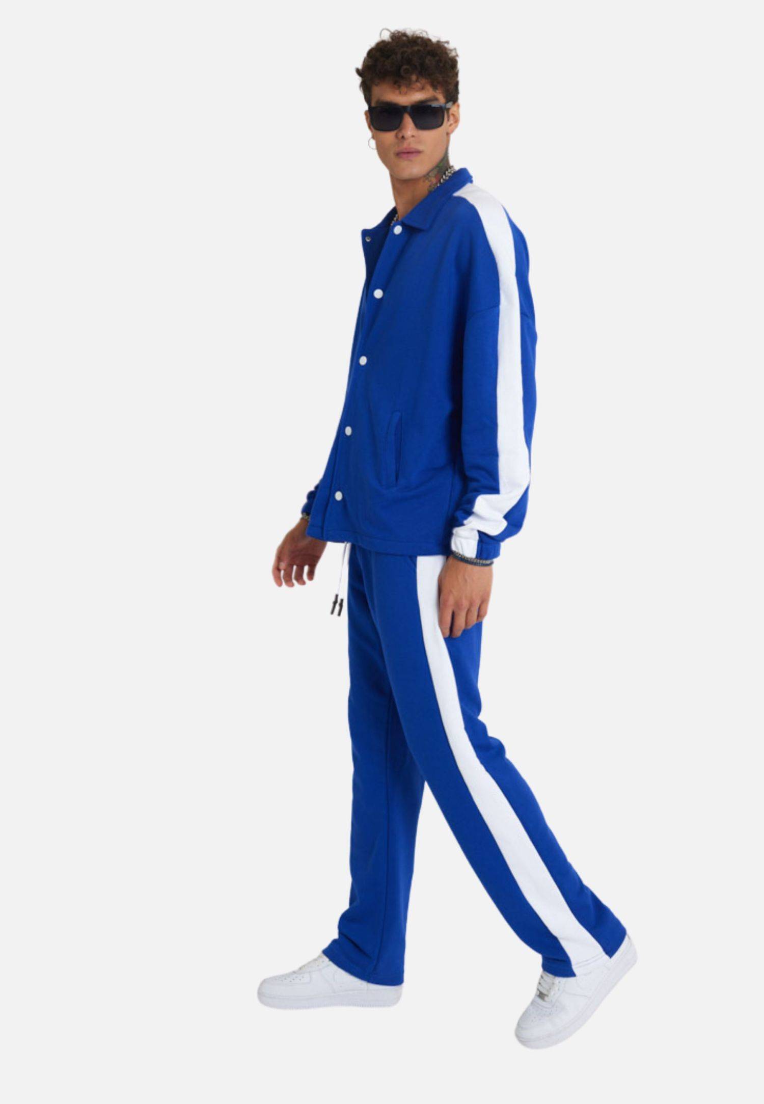 Jogginganzug Set Stripe mit Streifen Jacke Hose S Dunkelblau