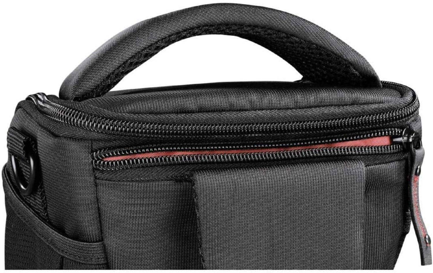 Hama Kameratasche Nashville 110 Colt Gößencode 110 Softbag weiches Fleece-Innenfutter Schwarz-Rot