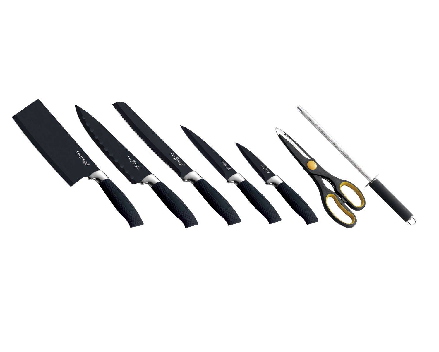 8 tlg. Messerset Kochmesser Messerständer drehbar Messer Messerblock gummi schwarz