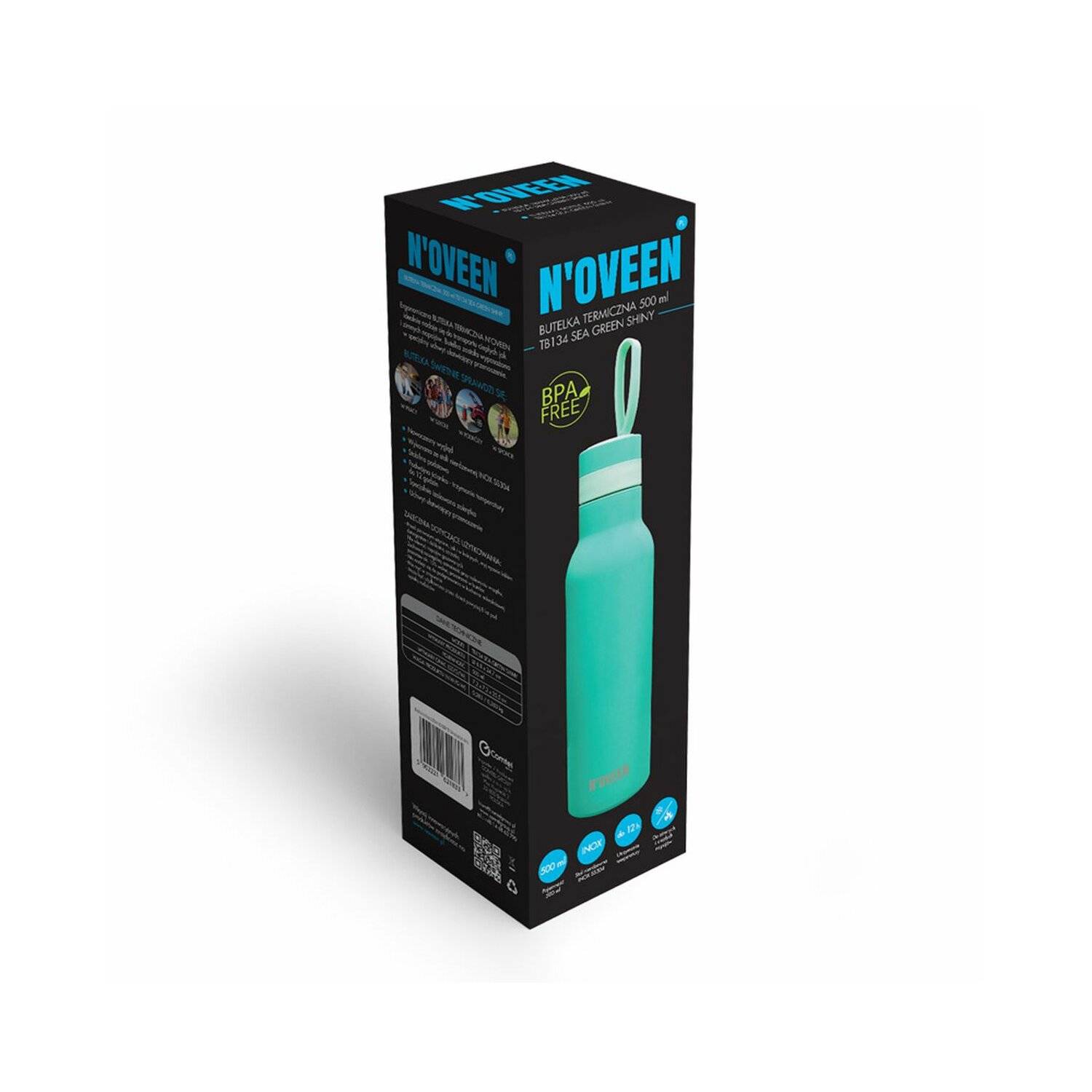 Glänzende Edelstahl Thermoflasche | 500 ml, Grün