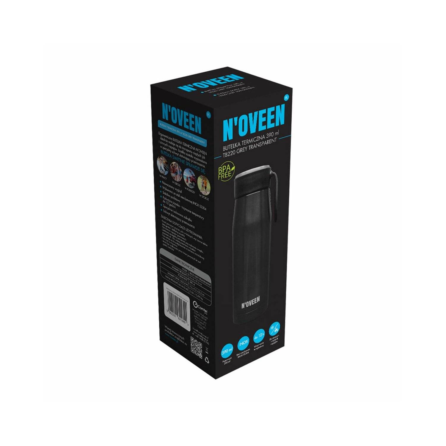 Edelstahl Thermoflasche | 390 ml, Grau