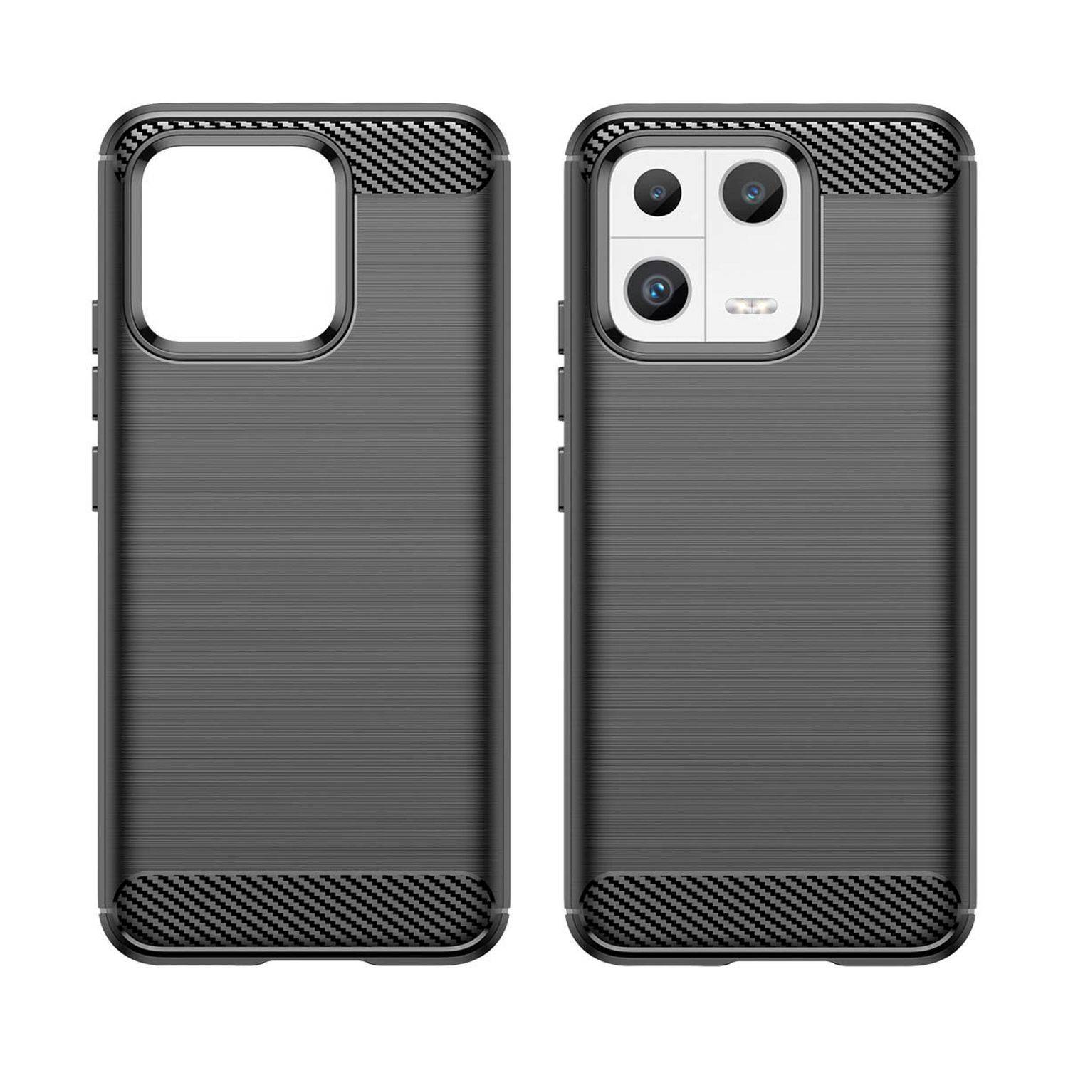 Carbon Case Hülle kompatibel mit Xiaomi 13 Pro flexible Silikon Carbon Hülle schwarz