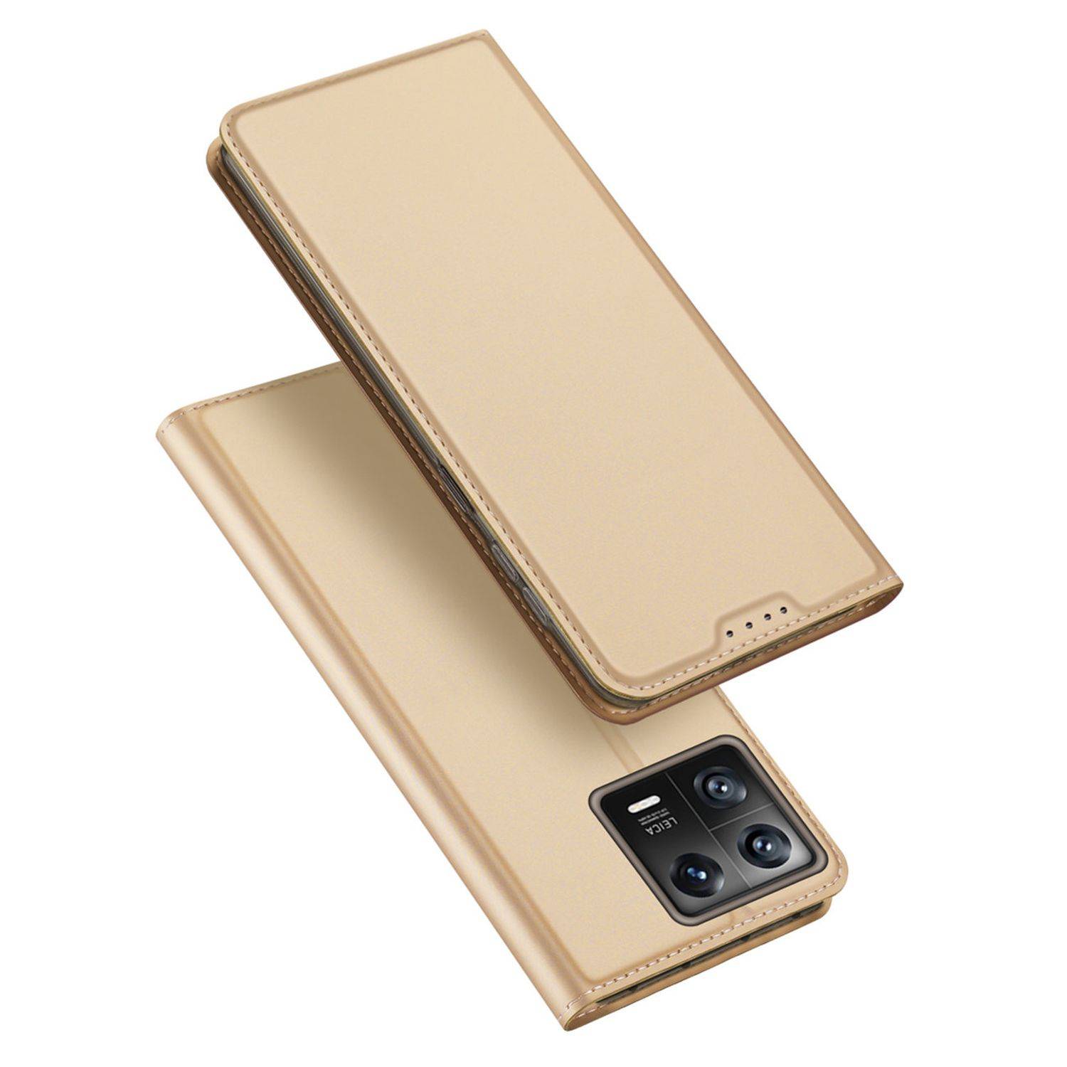 Buch Tasche kompatibel mit Xiaomi 13 Pro Hülle Etui Brieftasche Schutzhülle mit Standfunktion, Kartenfach Gold