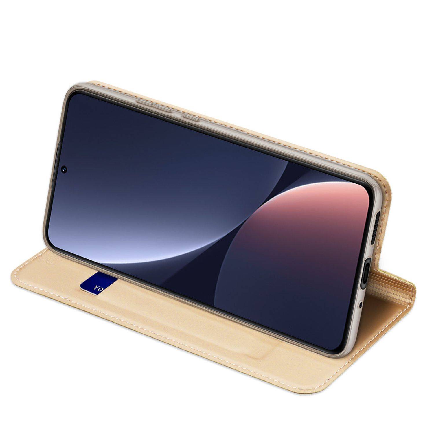 Buch Tasche kompatibel mit Xiaomi 13 Pro Hülle Etui Brieftasche Schutzhülle mit Standfunktion, Kartenfach Gold