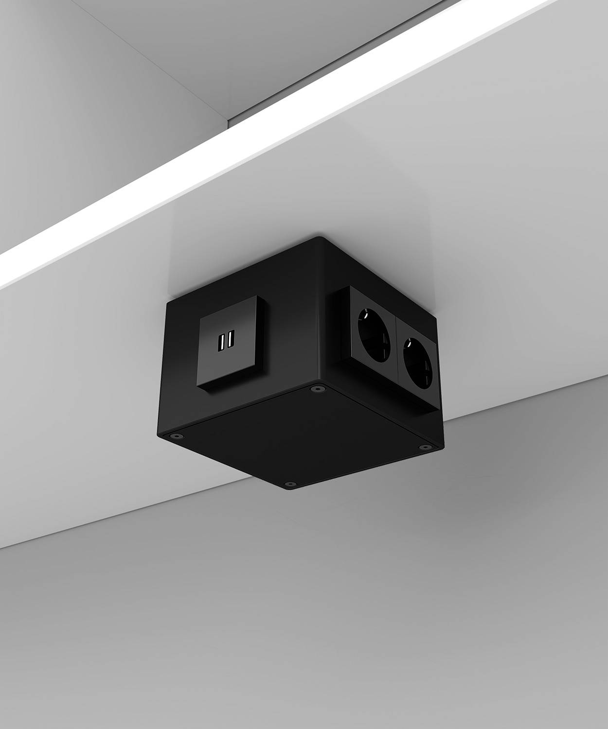 Aufbodentank 1206; 4x Schuko, 2x USB-Laden 2-fach (Zuleitung unten)