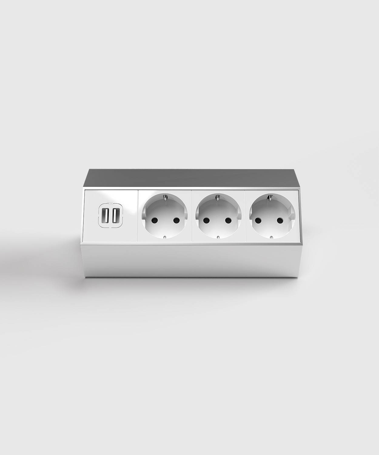 Bodensteckdose/ Bodentank 4204A; 3x Schuko, 1x USB Laden 2f,