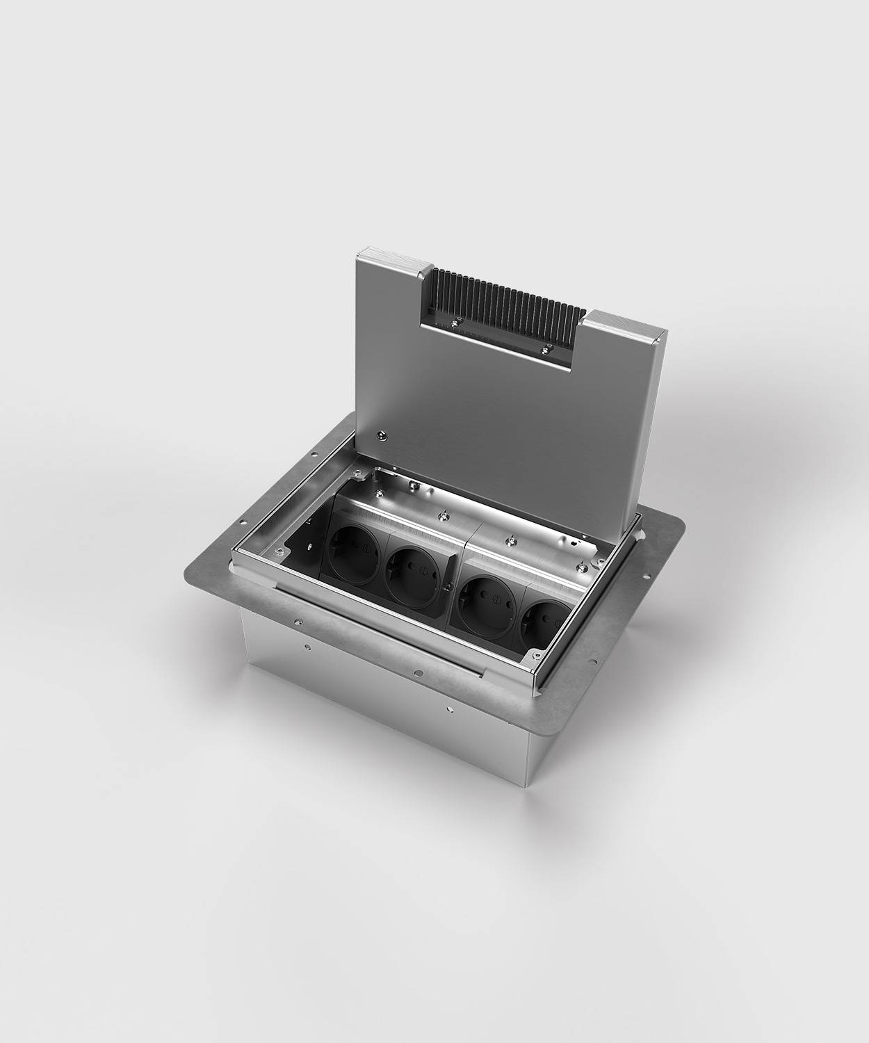 Bodensteckdose/ Bodentank 8904H; 3x Schuko, 1x RJ45 2fach,