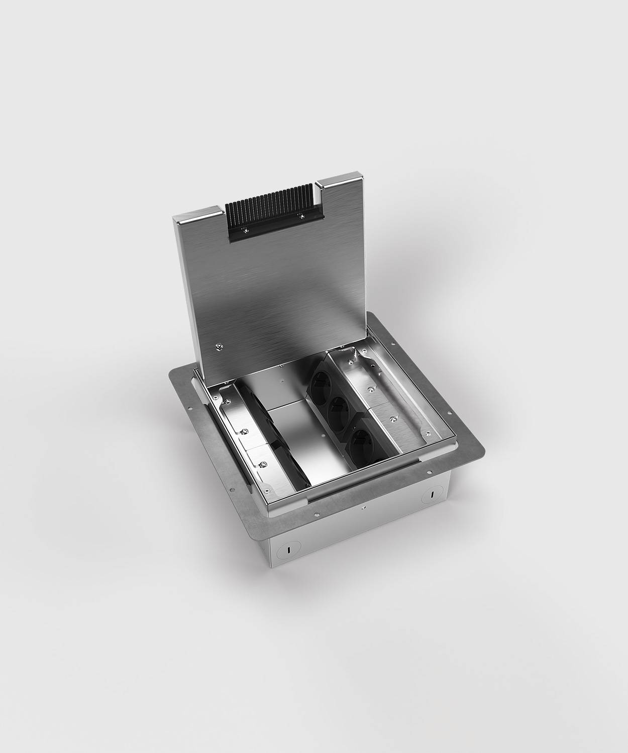 Bodensteckdose/ Bodentank 8908H; 4x Schuko, 4x RJ45 2fach,