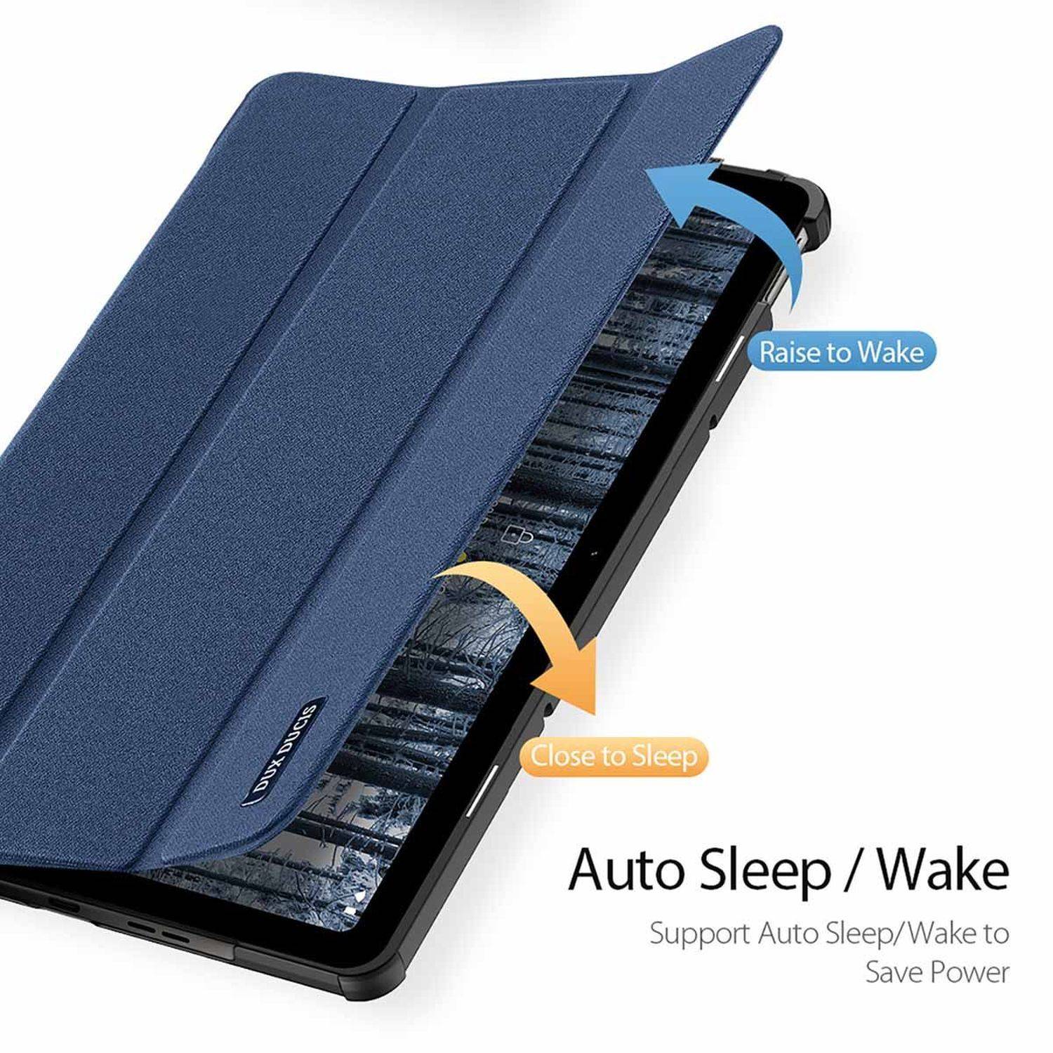 Dux Ducis Buch Tasche mit Smart Sleep Standfunktion kompatibel mit Nokia T21 Tablet Hülle Etui Schutzhülle Blau