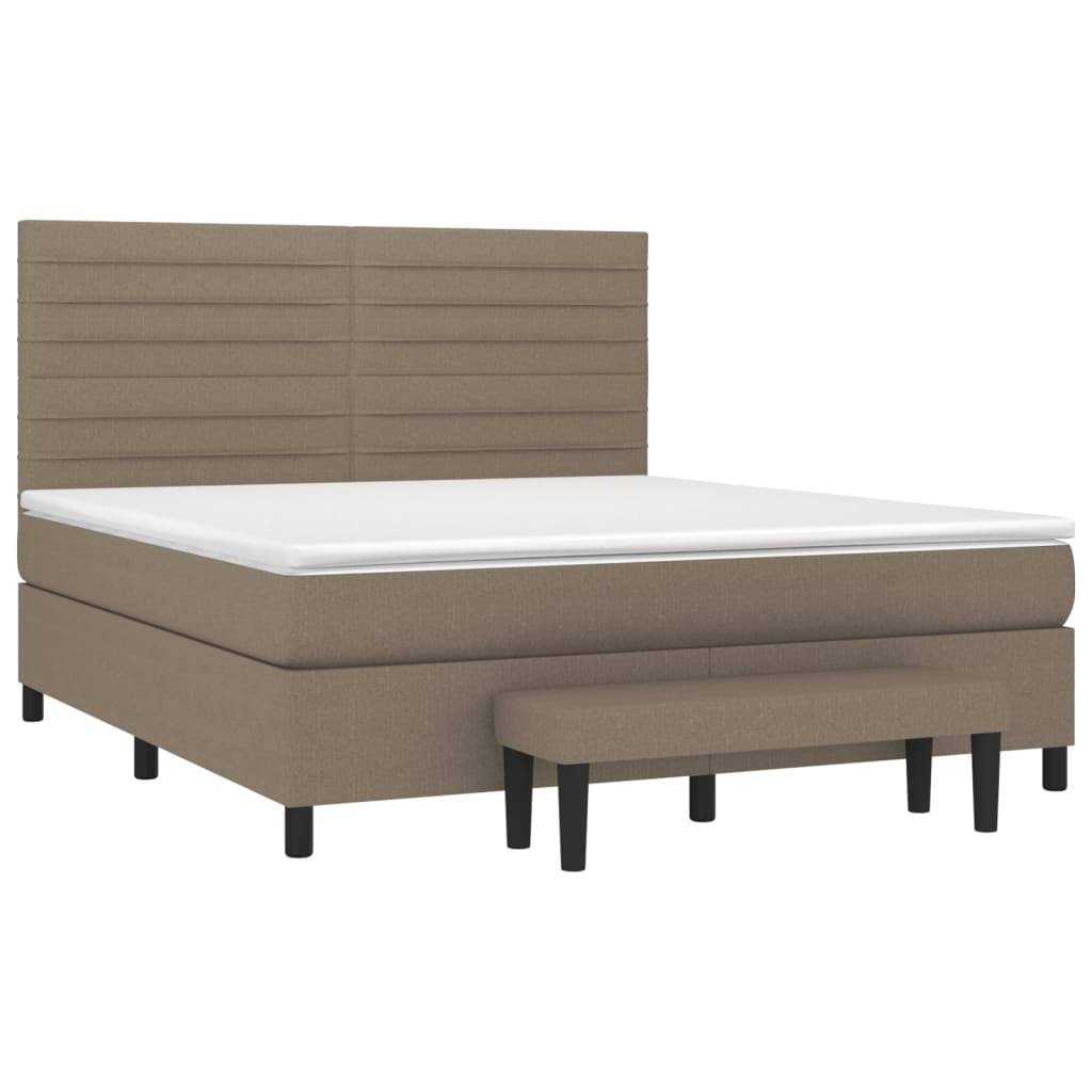 vidaXL Boxspringbett mit Matratze Taupe 180x200 cm Stoff