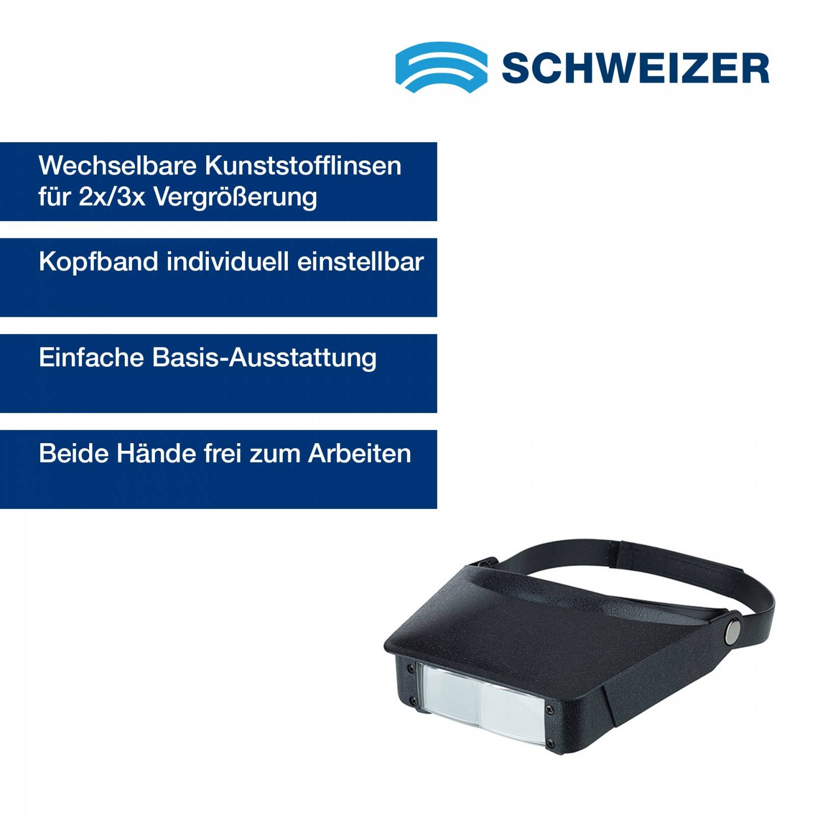 SCHWEIZER Kopfbandlupe 2 x / 3 x 