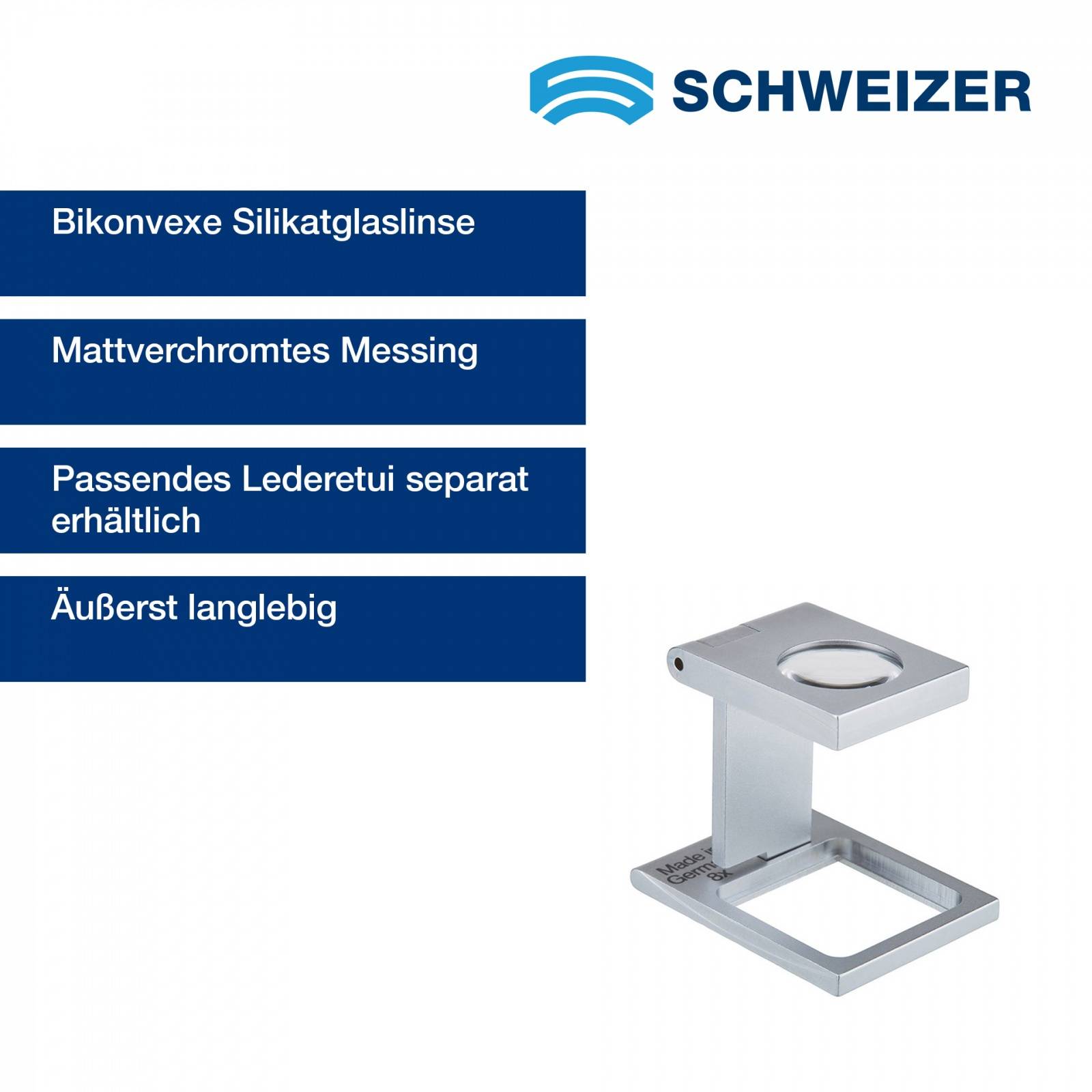 SCHWEIZER Fadenzähler Bikonvex  8 x / Ø 17,5 mm, bikonvex 
