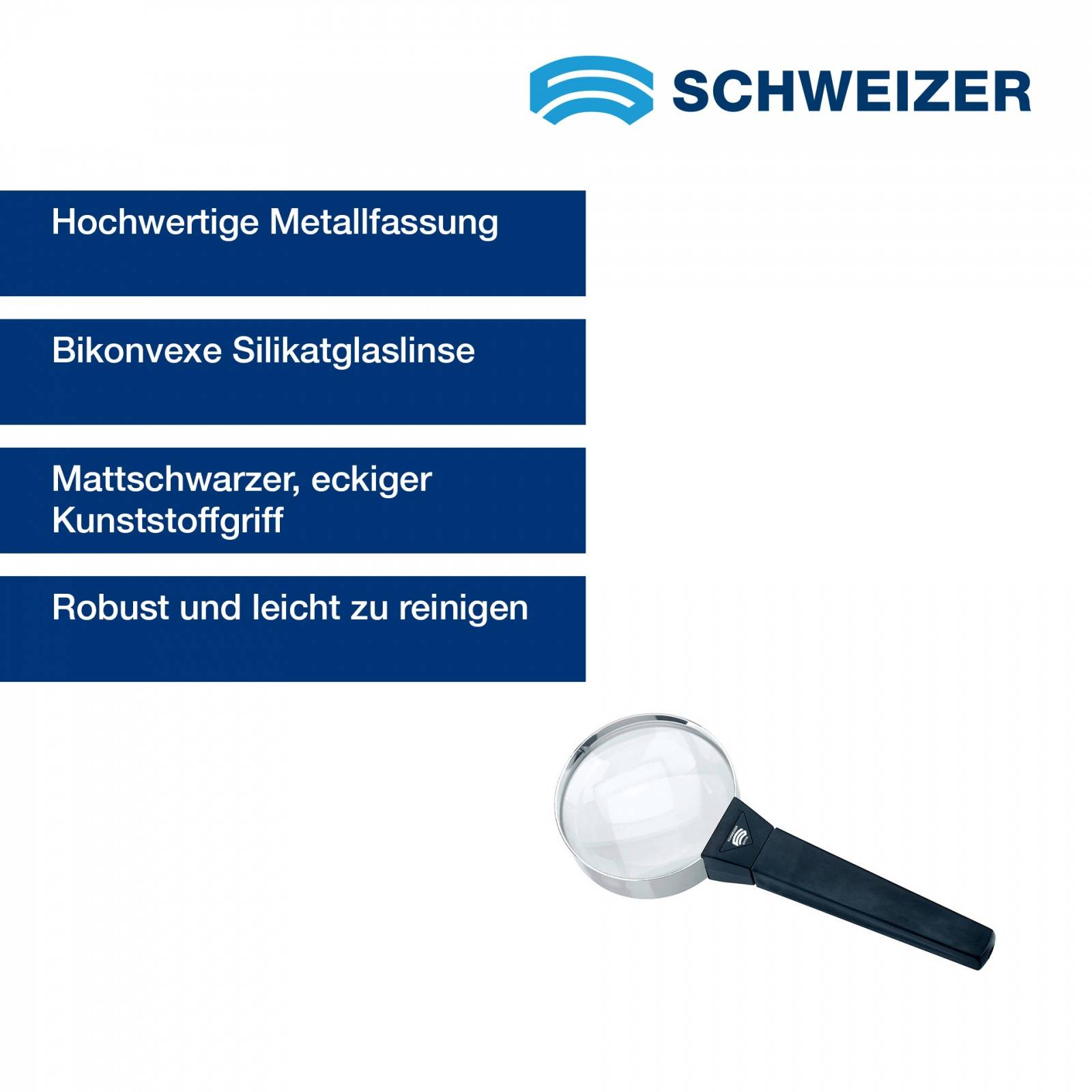 SCHWEIZER Handlupe FORTE 3,5 x / Ø 75 mm, bikonvex 