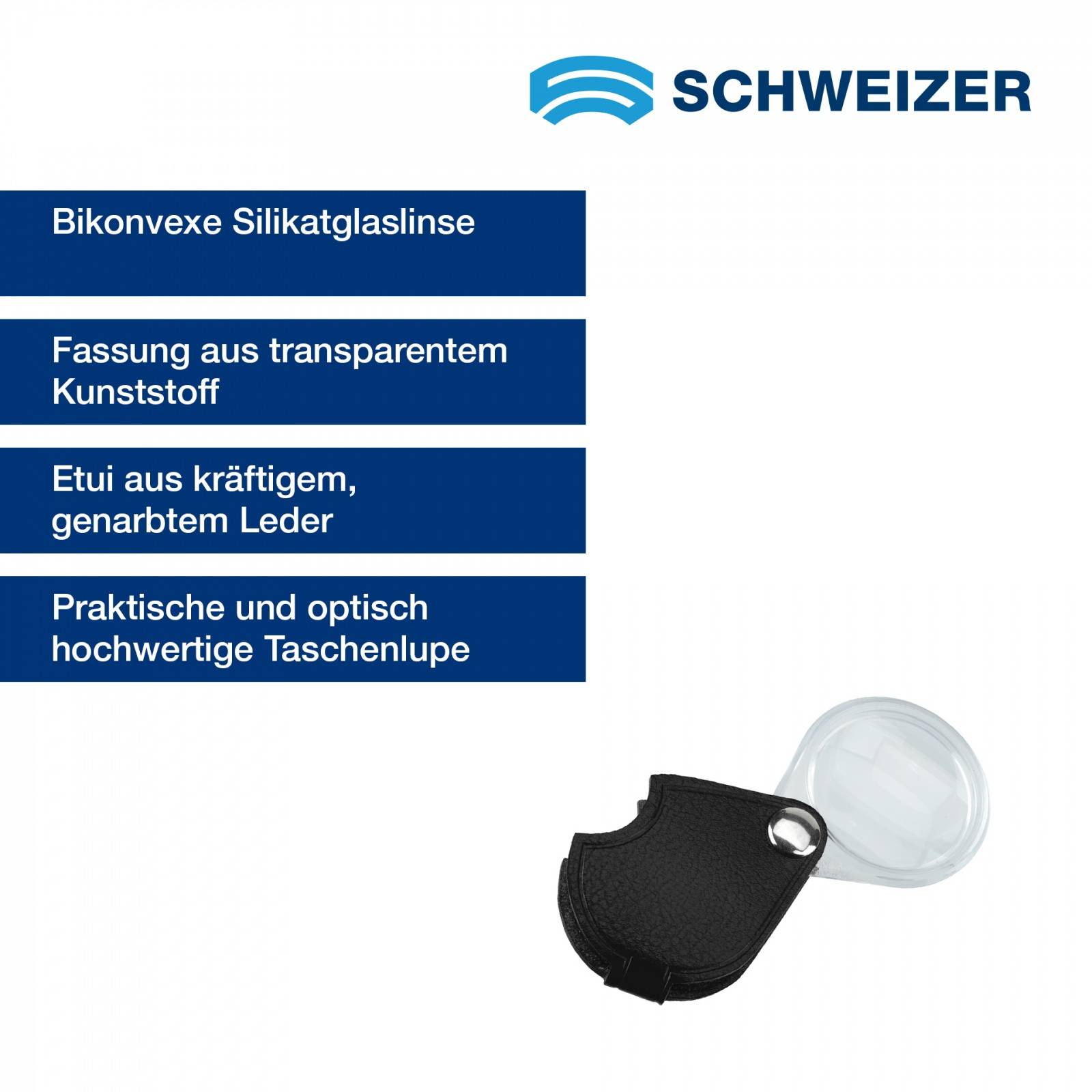 SCHWEIZER Taschenlupe ECONOMIC graphit 5 x / Ø 30 mm, bikonvex 