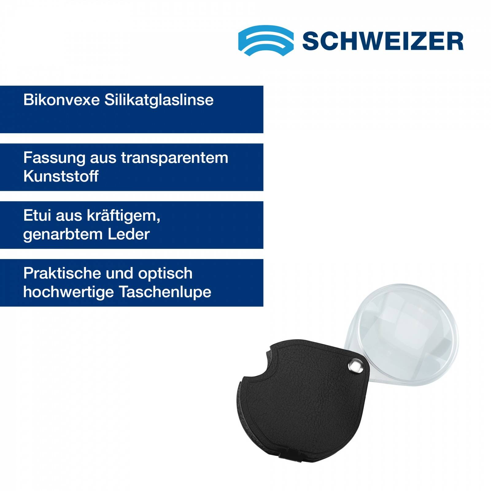 SCHWEIZER Taschenlupe ECONOMIC graphit 3,5 x / Ø 60 mm, bikonvex 