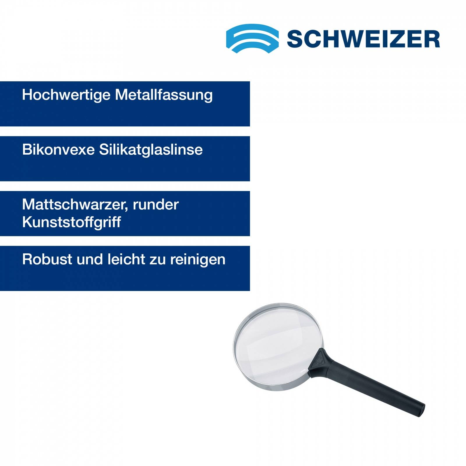 SCHWEIZER Handlupe CLASSIC 2 x / Ø 90 mm, bikonvex 