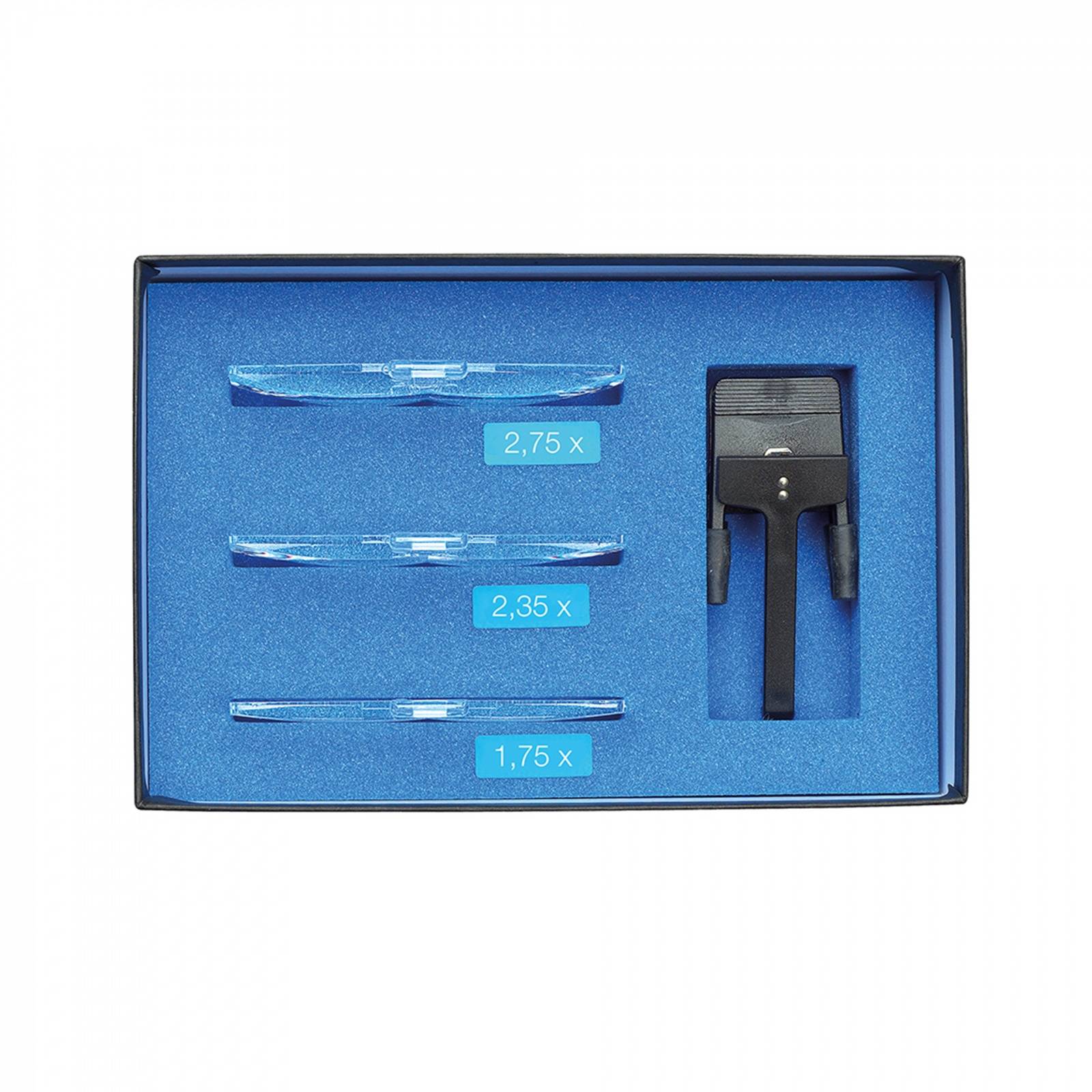 SCHWEIZER RIDO-CLIP Bo x alle Linsen 1,75 x, 2,35 x, 2,75 x 