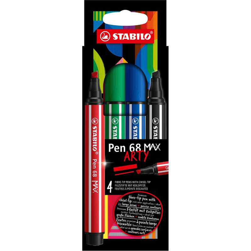 STABILO Fasermaler Pen 68 MAX, 4er Kartonetui ARTY