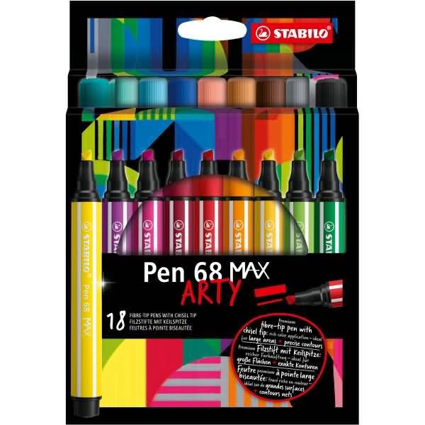 Fasermaler Pen 68 Max Keilspitze Etui Arty VE=18 Stifte