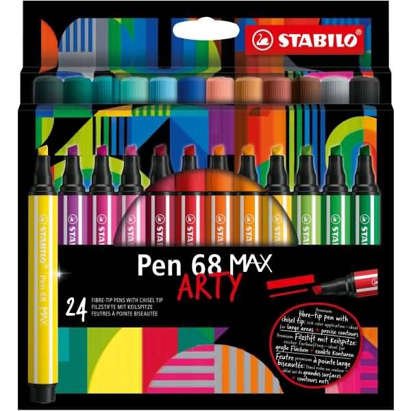 STABILO - Pen 68 MAX - 24 Farben - Gemischte Farben - 5 mm - 1 mm - Mehrfarbig - Rund
