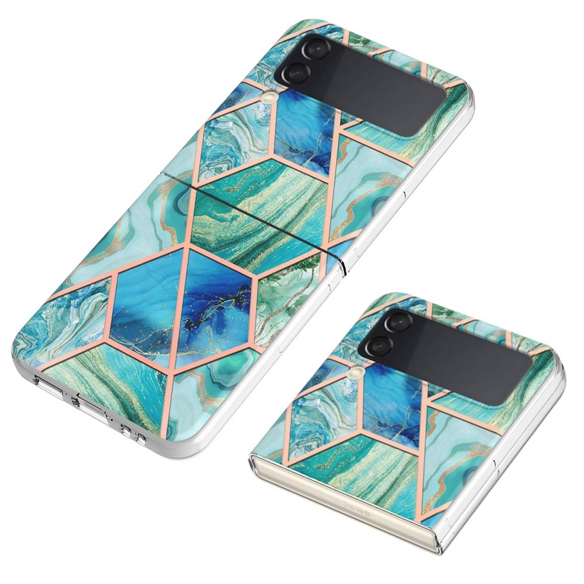 Für Samsung Galaxy Z Flip4 Electroplating Splicing Marmor TPU Hülle Schutz Cover Handy Tasche Muster / Motiv Grün Hülle Etuis Muster
