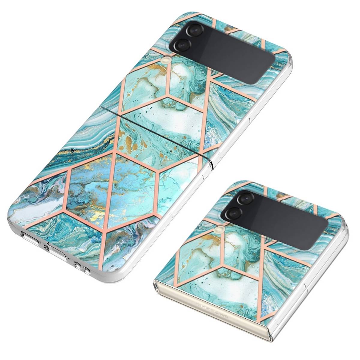 Für Samsung Galaxy Z Flip4 Electroplating Splicing Marmor TPU Hülle Schutz Cover Handy Tasche Muster / Motiv Blau Hülle Etuis Muster