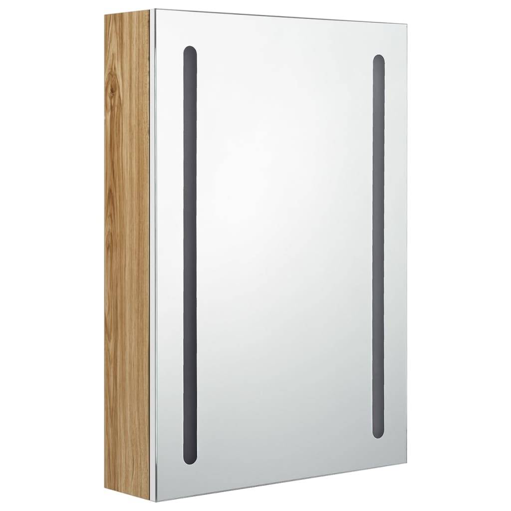 vidaXL LED-Bad-Spiegelschrank Weiß und Eichen-Optik 50x13x70 cm