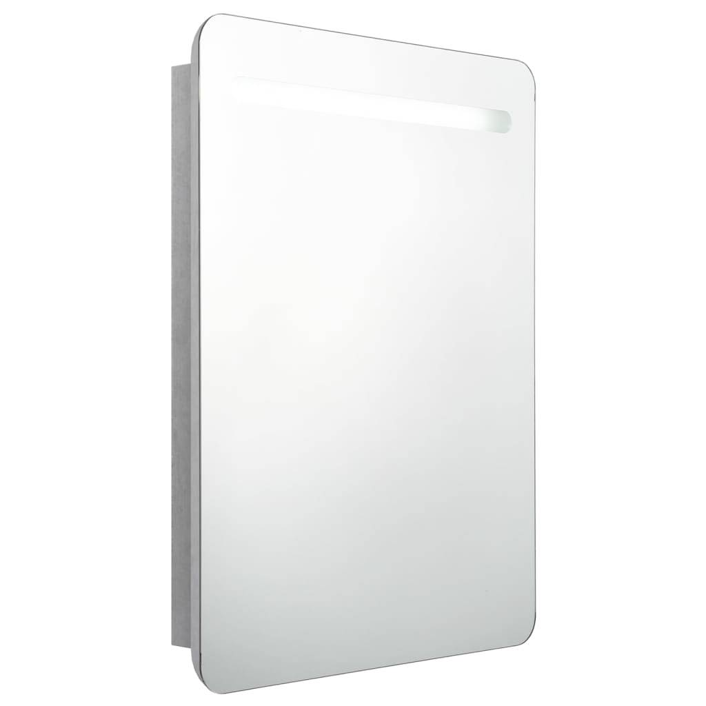 vidaXL LED-Bad-Spiegelschrank Betongrau 60x11x80 cm
