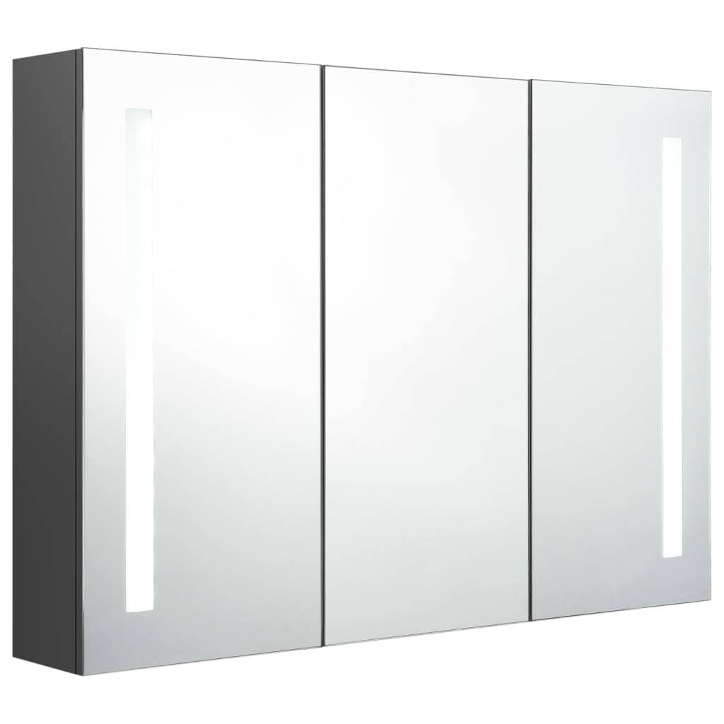 vidaXL LED-Spiegelschrank fürs Bad 89x14x62 cm Grau