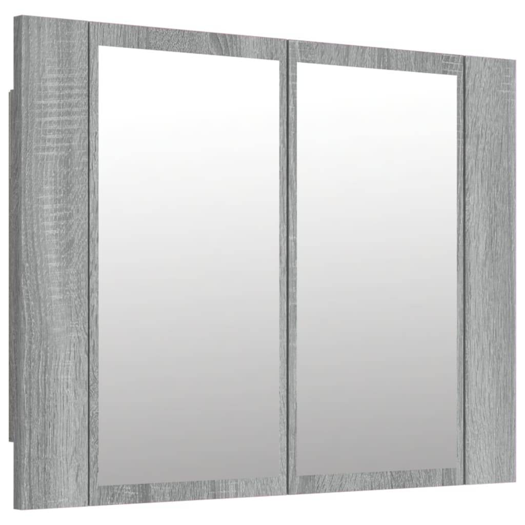 vidaXL LED-Spiegelschrank Grau Sonoma 60x12x45 cm Holzwerkstoff