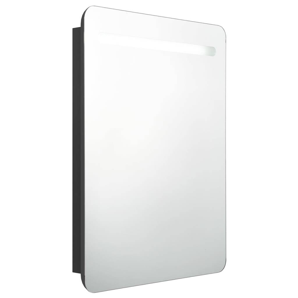 vidaXL LED-Bad-Spiegelschrank Schwarz 60x11x80 cm