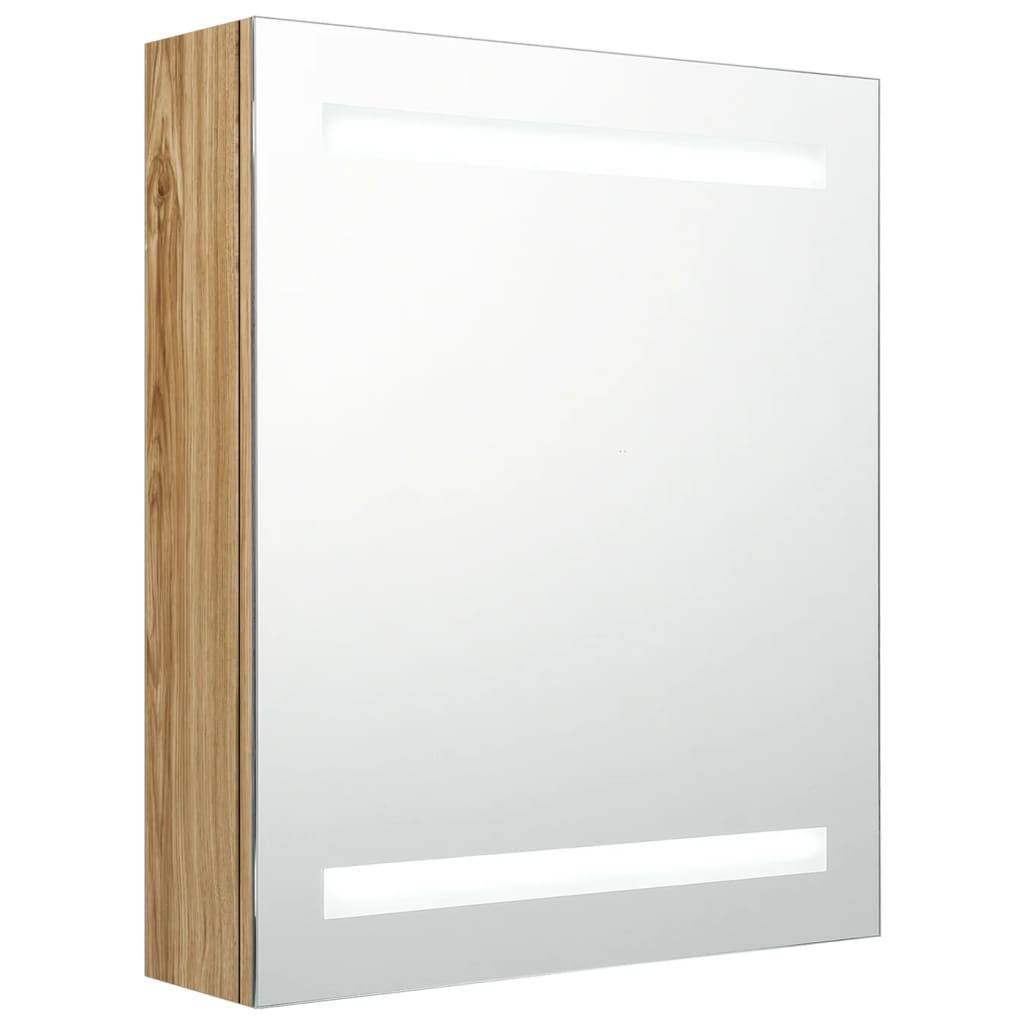 vidaXL LED-Bad-Spiegelschrank Eichen-Optik 50x14x60 cm