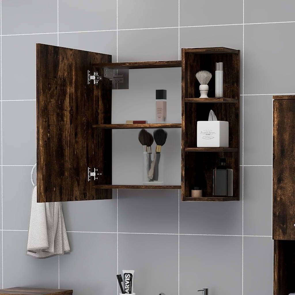 vidaXL Bad-Spiegelschrank Räuchereiche 62,5x20,5x64 cm Holzwerkstoff