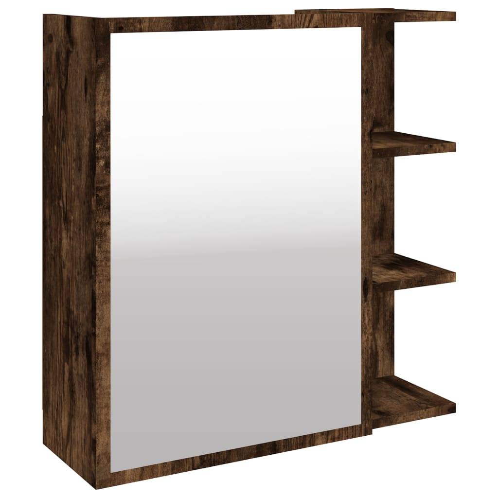 vidaXL Bad-Spiegelschrank Räuchereiche 62,5x20,5x64 cm Holzwerkstoff